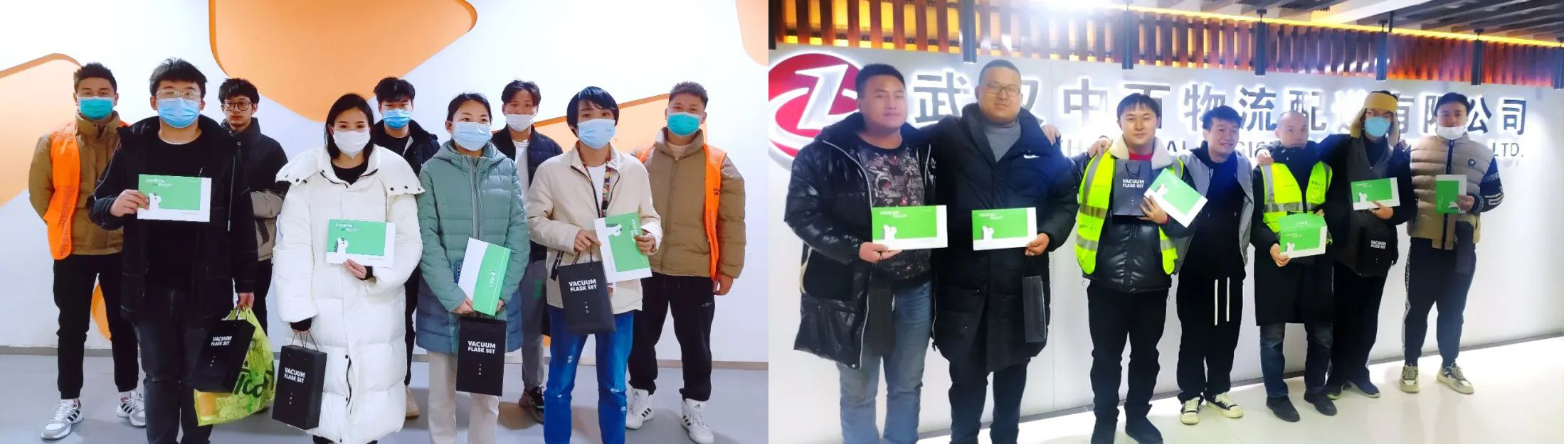 收到福利的获奖员工合影留念